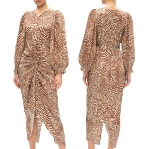 SAMSØE SAMSØE Zebra Print Textured Long Sleeve *Daaliya"Midi Dress Size Small